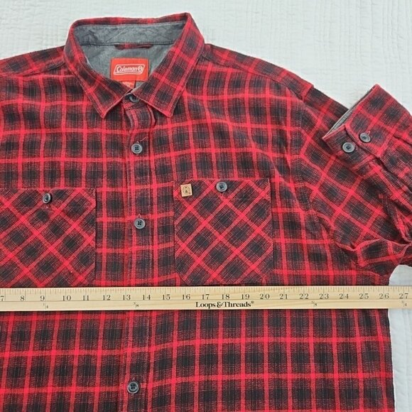 Coleman Midweight Flannel Shirt Men's XXL Red Black Plaid EUC LN Long Sleeves - Picture 10 of 15